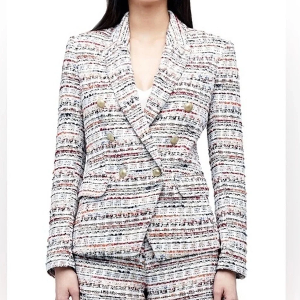 L'AGENCE Kenzie Tweed Double Breasted Blazer Corporate Work Office Career Size 2 - Picture 15 of 15